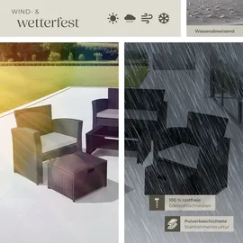 Tectake Modena Rattan Sitzgruppe 5-tlg. schwarz/grau inkl. Schutzhülle
