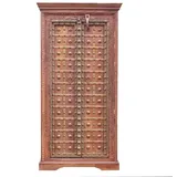 Oriental Galerie Mehrzweckschrank Braun Antik Schrank Anjali Indien 192 cm Wohnzimmerschrank, Küchenschrank, Massivholz, Antik braun
