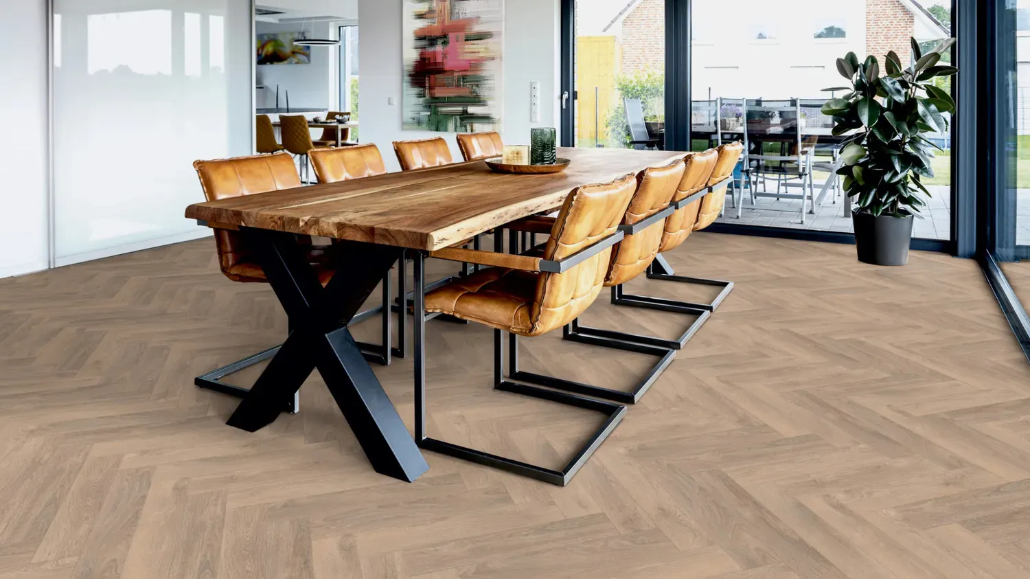 ter Hürne Herringbone Edition Laminat fein-geport Fischgrät Iko Premium-Laminatboden Eiche Chalet 630x126x10 mm