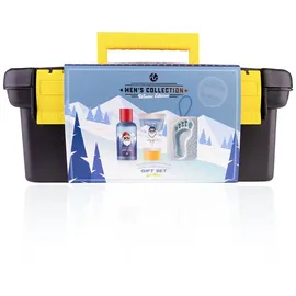 Accentra Geschenkset für Männer MEN'S COLLECTION WINTER EDITION in kleinem Werkzeugkoffer, inkl. Shampoo & Duschgel, Aftershave-Balsam, Seife mit Kordel, Wellness Pflegeset Weihnachten Herren