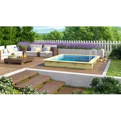 Karibu Rechteckiger kdi Massivholz Pool 308,7 x 276,5 cm Leitern und Zubehör inklusive