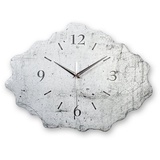 Kreative Feder Funkwanduhr Design-Wanduhr aus Stein (Beton) „White“ (Funk- oder Quarzuhrwerk; ohne Ticken; elegant, außergewöhnlich, modern) weiß