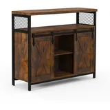 Helloshop26 - Sideboard mit Stauraum 100 x 33 x 80 cm verstellbare Einlegeböden leicht zugänglich rustikaler Stil braunes 20_0020075
