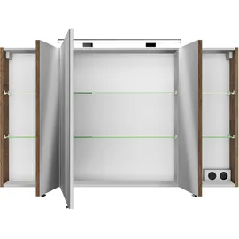Saphir Badezimmerspiegelschrank »Serie 4010 Badezimmer-Spiegelschrank inkl. LED-Aufsatzleuchte«, Badschrank 120 cm breit, 3 Türen, 6 Glas-Einlegeböden, inkl Türdämpfer