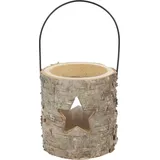 Trendline Trend Line Deko Laterne Holz Baumstamm 8 x 7,5 x 8 cm braun Figur