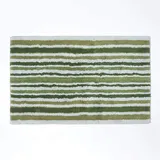 Homescapes Rutschfeste Badematte mit Streifenmuster, 100% Baumwolle, grün und grau - Homescapes