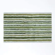 Homescapes Rutschfeste Badematte mit Streifenmuster, 100% Baumwolle, grün und grau - Homescapes