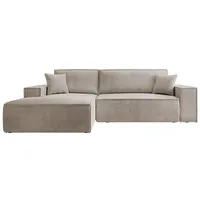 Selsey Ecksofa Farese mit Schlaffunktion und Bettkasten, Ottomane links, Cordbezug in Beige - Beige