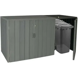 Mendler WPC Mülltonnenbox J28-XL-1-2er grau