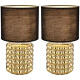 GLOBO Tischleuchte Keramik Schwarz Gold 2 St.