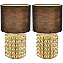 GLOBO Tischleuchte Keramik Schwarz Gold 2 St.