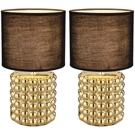 GLOBO Tischleuchte Keramik Schwarz Gold 2 St.