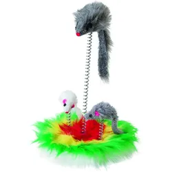 Kerbl MOUSE SWING Fellmaus auf Feder 17 cm Durchmesser (Mausspielzeug), Katzenspielzeug