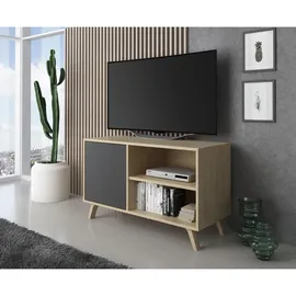 SKRAUT HOME Wind 100 TV-Schrank 95 x 40 x 57 cm Anthrazitgrau/Eiche