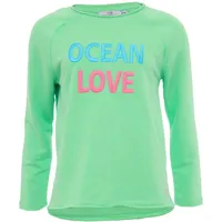 Zwillingsherz Langarmshirt, mit "Ocean Love"-Aufdruck und Used-Look, grün