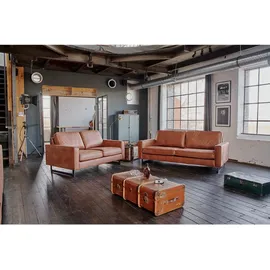 KAWOLA Sofa VILNIUS 2-Sitzer Kunstleder mit Lederanteil cognac