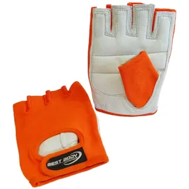 Best Body Nutrition Power Handschuhe, orange – Größe S – Fitness Handschuhe mit komfortablem, gepolstertem Innenhandleder – Atmungsaktiv – Nylon Handrücken, für Training, Gym, Gewichtheben