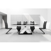 designimpex Esstisch Design Tisch HE-888 Schwarz / Weiß Hochglanz ausziehbar 160 bis 210 cm schwarz|weiß