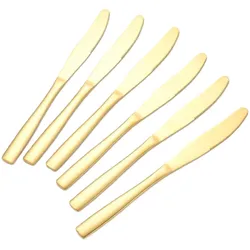 6er Set goldene Tafelmesser aus hochwertigem Edelstahl