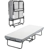 VEVOR Rollbett Klappbett mit 10 cm Matratze, faltbares Einzelbett mit Memory Foam-Matratze (190 x 81 cm), 136,1 kg belastbares Gästebett für Erwachsene, Metallbett für Schlafzimmer Wohnzimmer