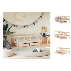 vidaXL Kinderbett Kinderbett mit Schubladen 70×140 cm Massivholz Kiefer braun