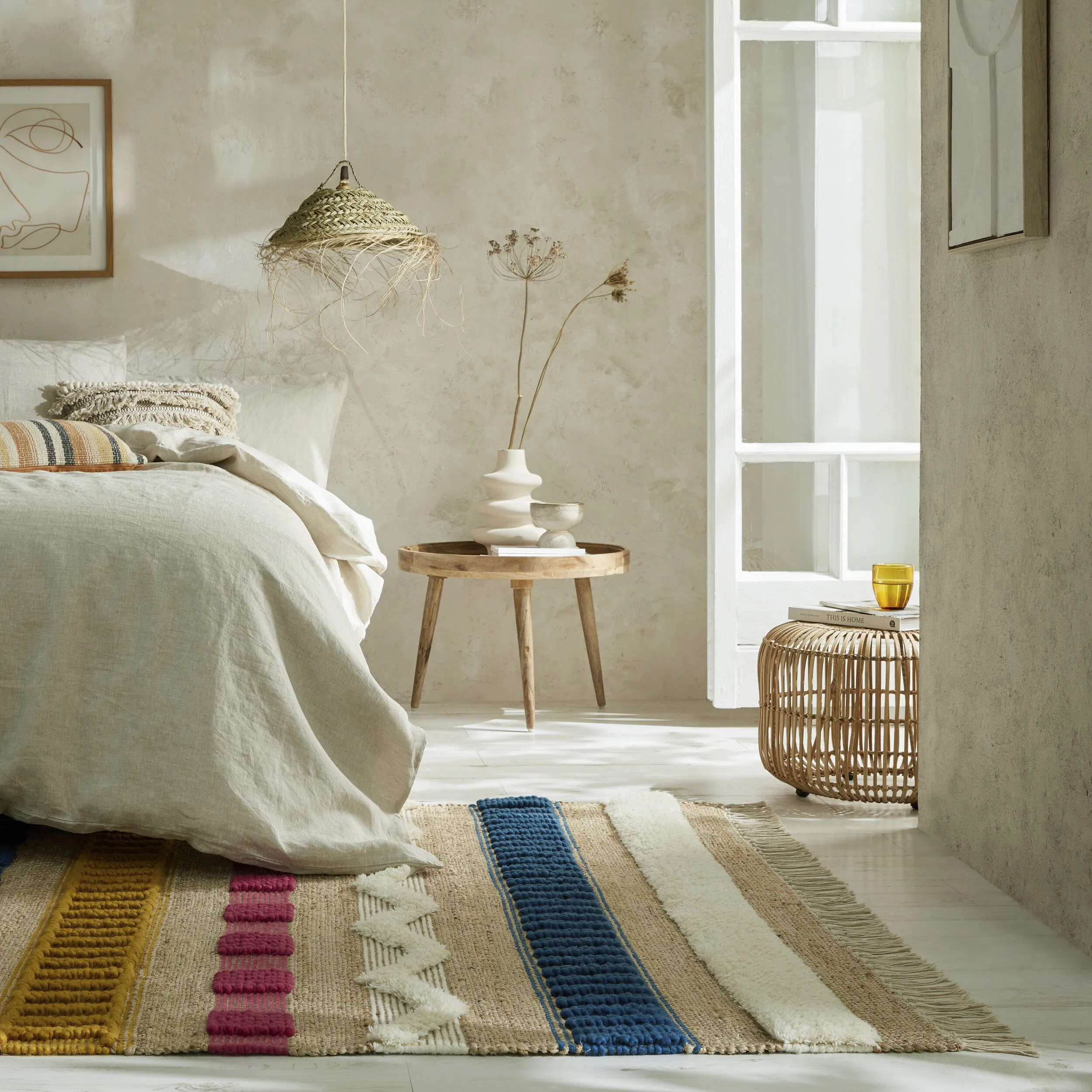 Teppich FLAIR RUGS "Medina" Teppiche Gr. B: 120cm, 12mm, L: 170cm, bunt Boho-Look, aus Naturfasern wie Wolle & Jute