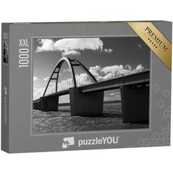 puzzleYOU Puzzle Puzzle 1000 Teile XXL „Fehmarnsundbrücke, Ostsee, schwarz-weiß“, 1000 Puzzleteile, puzzleYOU-Kollektionen Fehmarn