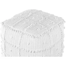 Beliani Pouf HARNAI Baumwolle Weiß