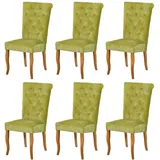 Casa Padrino Chesterfield Neo Barock Esszimmer Stuhl 6er Set Hellgrün / Naturfarben - Küchenstühle Set - Esszimmer Möbel - Chesterfield Möbel - Neo Barock Möbel
