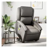 vidaXL Massagesessel mit Aufstehhilfe Leder 86,5 x 99,5 x 86,5 cm Grau elektrisch