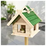Melko Vogelhaus Vogelfutterhaus Vogelhaus Vogelhäuschen 44cm aus Holz Grün Vogelvilla, Liebevolle Handarbeit grün