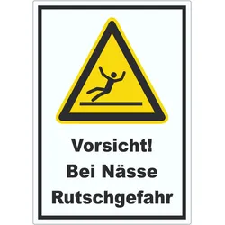 Vorsicht Bei Nässe Rutschgefahr Aufkleber A2 (420x594mm)