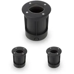 LED Bodeneinbaustrahler Schwarz rund 230V IP67 - Leuchtmittel: Ohne - Anzahl: 3x