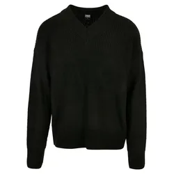 Strickpullover URBAN CLASSICS "Urban Classics Herren V-Neck Cardigan", Herren, Gr. S, schwarz, 95% Polyacryl, 5% Polyamid, unifarben, klassisch, oversize, V-Ausschnitt, Langarm, Pullover