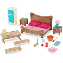 Li'l Woodzeez - Schlafzimmer & Esszimmer Set - Spielzeug-Möbel - Puppenmöbel - Spielhaus-Zubehör - Spielset für Kinder - 3 Jahre +