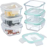 Relaxdays Glasbehälter mit Deckel, 6er Set, 520 ml, Frischhaltedosen, Kunststoffdeckel, luftdicht, Glasdose, transparent
