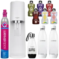 NEU SodaStream Wassersprudler Terra Weiß Set mit 3 Flaschen und Sirup Pulvern