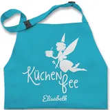 Kinderschürze Schürze Kinder Jungen Mädchen - Küchenfee mit Name I Kochschürze Küchenfee - 7-14 Jahre - Türkis - 10 kinderkochschürze koch fee kinderkochschürzen 9 kind kochen kochschürzen - 7-13 Jahre