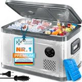 Kesser® Kompressor Kühlbox 2in1 Doppelzone Kühl- & Gefrierfach   Elektrisch Gefrierbox Led-touch-bedienung 12/24 V 230v   Kühlschrank Kühlung Bis -20 °c   40 Liter / Silber / Anthrazit
