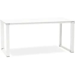 Kadima Design Schreibtisch | 160x80x74 cm | Ergonomisch Gerade Bodenschutz | Weiß | Computertisch für kleine Räume | Melaminholz