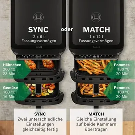 Bosch Serie 6 Heißluftfritteuse MAFD661B7 Schwarz 12 l