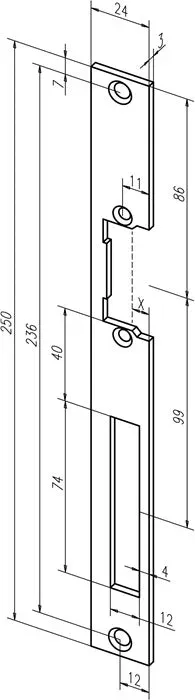 ASSA ABLOY Flachschließblech 338 Edelstahl matt käntig ( 3324034021 )