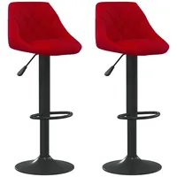 VidaXL Barhocker 2 Stk. Weinrot Samt