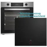 BEKO Herdset Autark Backofen Teleskopauszug + Induktion Glaskeramik Kochfeld NEU