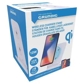 Grundig Handyhalterung Qi Ladegerät - 10W - Handy Ständer - Free Positioning Technology - Inkl. Kabel 1M - LED-Anzeige - Weiß