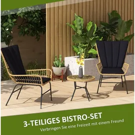 Okwish Gartenmöbel Set 3-tlg. Schwarz