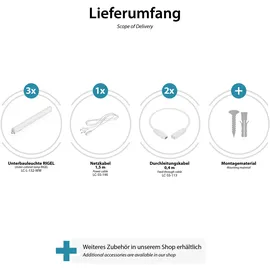 PARLAT LED Unterbau-Leuchten Rigel, je 31,3cm, 40cm Kabel, je 397lm, warm-weiß, 3er Set