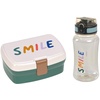 Brotdose & Trinkflasche Set - Lunch Set mit Lunchbox und Trinkflasche (460 ml)/Little Gang Smile milky/ocean green