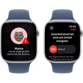 Apple Watch Series 10 GPS 46 mm Aluminiumgehäuse silber Sportarmband denim S/M