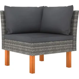 vidaXL 3-Sitzer-Gartensofa mit Kissen Grau Poly Rattan